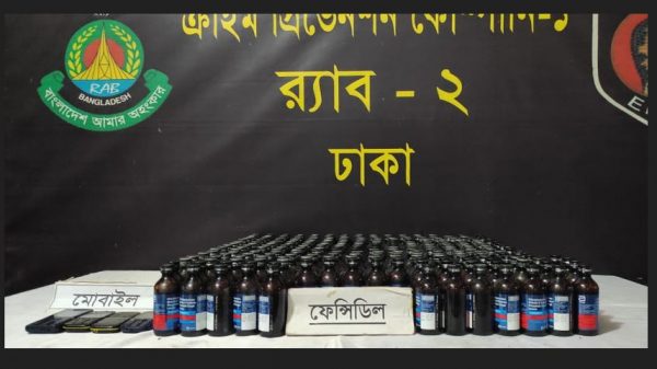 পৃথক অভিযানে বিপুল পরিমাণ ফেনসিডিল জব্দ করে র‌্যাব